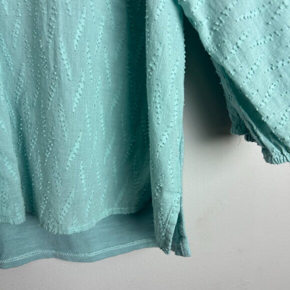 Anthropologie Dolan Top Womens Large Seafoam Swiss Dot Textured Cotton Shirt L - Picture 6 of 8